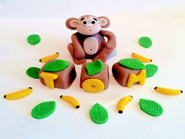 Monkey name set cake topper decoration